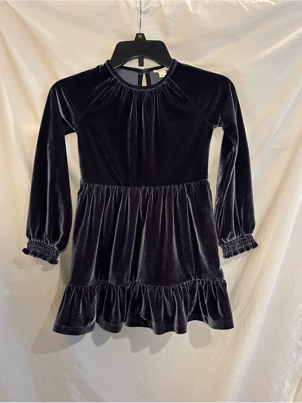 Crewcuts Girls XS Blue Velour Long Sleeve Ruffle Dress Holiday Party